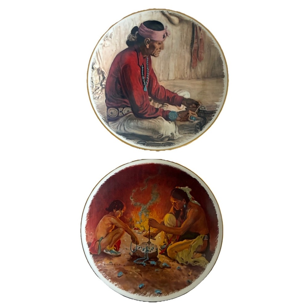 Gorham Collectors Plates Turquoise Indian Craft Series 2nd Edition 70s Vintage